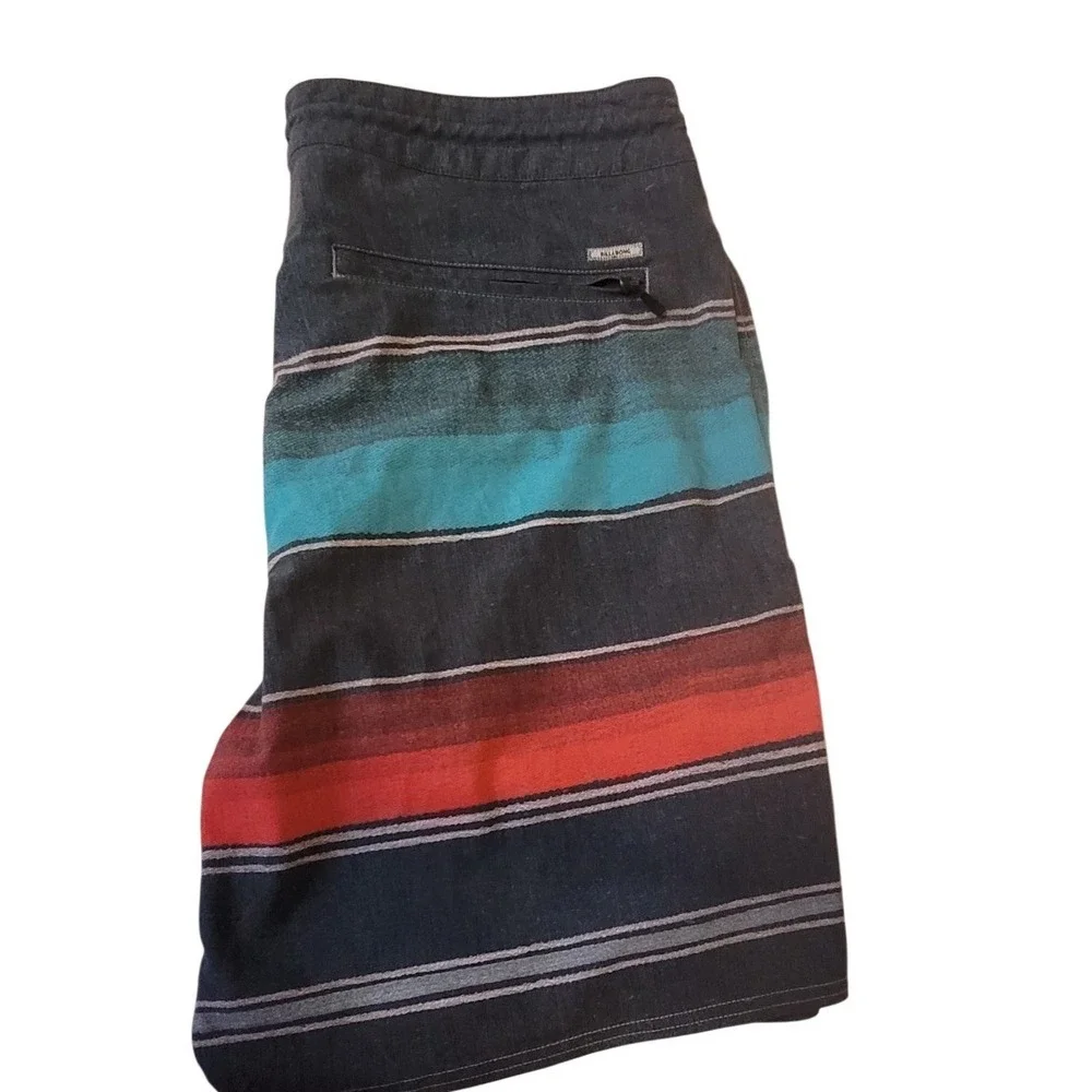 Billabong Recycler Mens Striped Board Shorts Charcoal Teal Orange M104ASBP 34‎